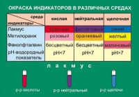 Таблица Окраска индикаторов в различных средах (винил) - «globural.ru» - Москва