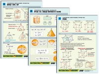 Комплект таблиц раздаточных "Стереометрия. Многогранники. Круглые тела" (цвет,лам, А4, 6шт) - «globural.ru» - Москва