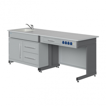 Стол демонстрационный (с раковиной, подводкой и отведением воды, сантехникой, электрическими розетками, автоматами аварийного отключения тока) - «globural.ru» - Москва